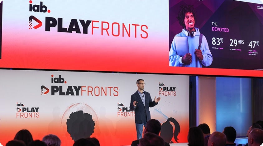 Head of Research, Jordan Shlachter, presenting new insights about today's players onstage at IAB PlayFronts.